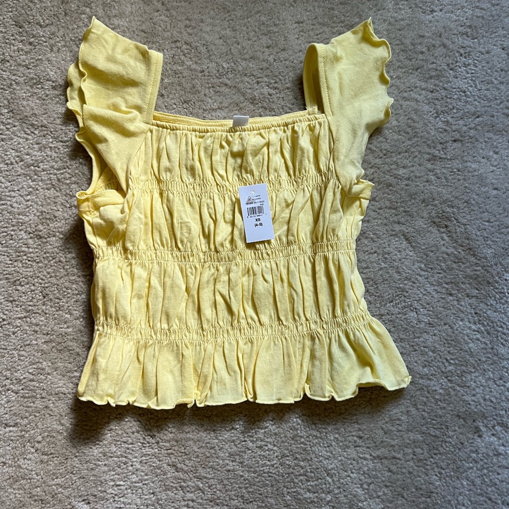 GAP Yellow Ruffled Blouse- Kids Size XS NWT